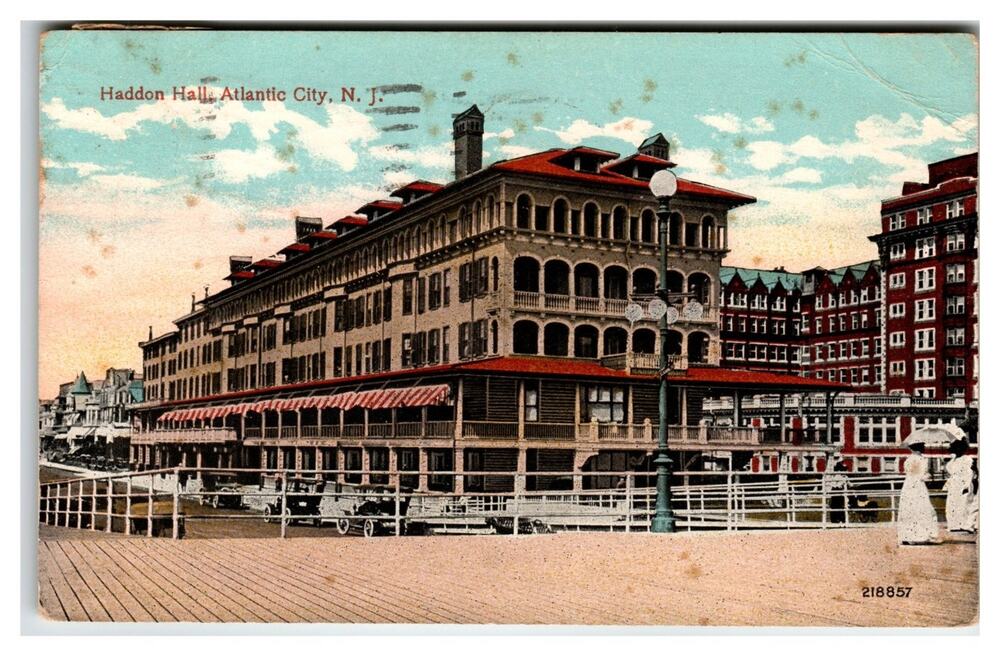 Haddon Hall Atlantic City NJ 1910 Postcard Boardwalk Resort Hotel Vintage